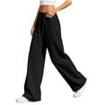 thumbnail image 4 of Zysthvn Casual Comfortable Pants for Women High Waisted Wide Leg Summer Sweatpants Trousers for Women Loose Drawstring Solid Pants, 4 of 5