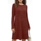 thumbnail image 1 of TaTaai Women's Spring Summer Casual Dress Long Sleeve Round Neck Printed Loose Fit Knee Length Shift Dress Soft Gift, 1 of 6