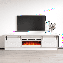 Granero WH-EF Fireplace TV Stand for TVs up to 90", Modern High Gloss 79" Entertainment Center, Electric Fireplace TV Media Console with Storage Cabinets