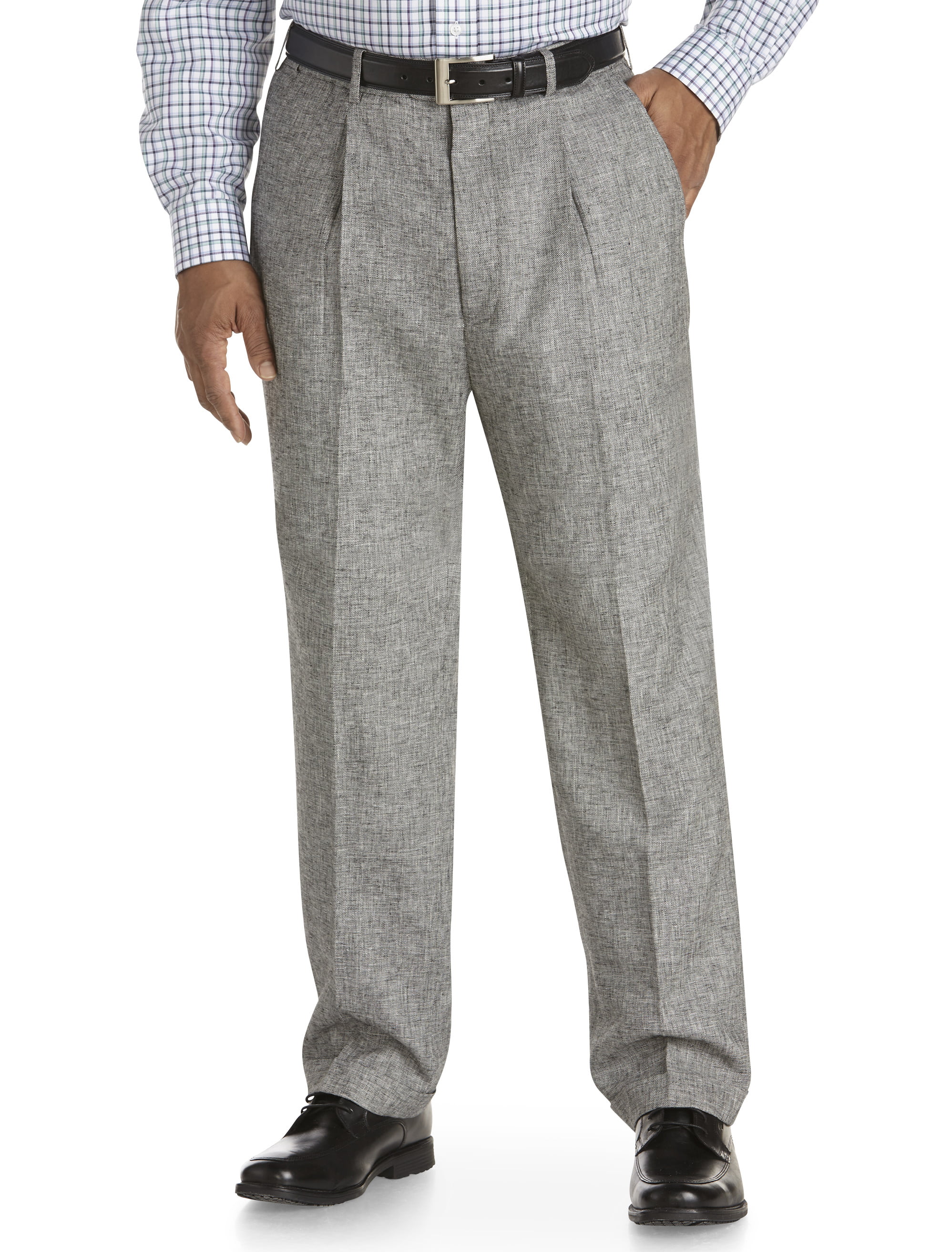 Oak Hill by DXL Men's Big and Tall Linen-Blend Pleated Suit Pants ...