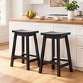 thumbnail image 3 of BORGEBY 24 inch Bar Stools Set of 2, Solid Wood Saddle Chair Backless Counter Stools 350 lbs with Footrests & Sturdy Legs for Kitchen, Black, 3 of 8