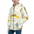 thumbnail image 2 of Kdxio Golf Icons And Golfer Pattern Kids Boys Girls Zip Up Hoodie 3D Printed Hooded Sweatshirt Hoody Coat with Pocket 7-12 Y-Small, 2 of 6