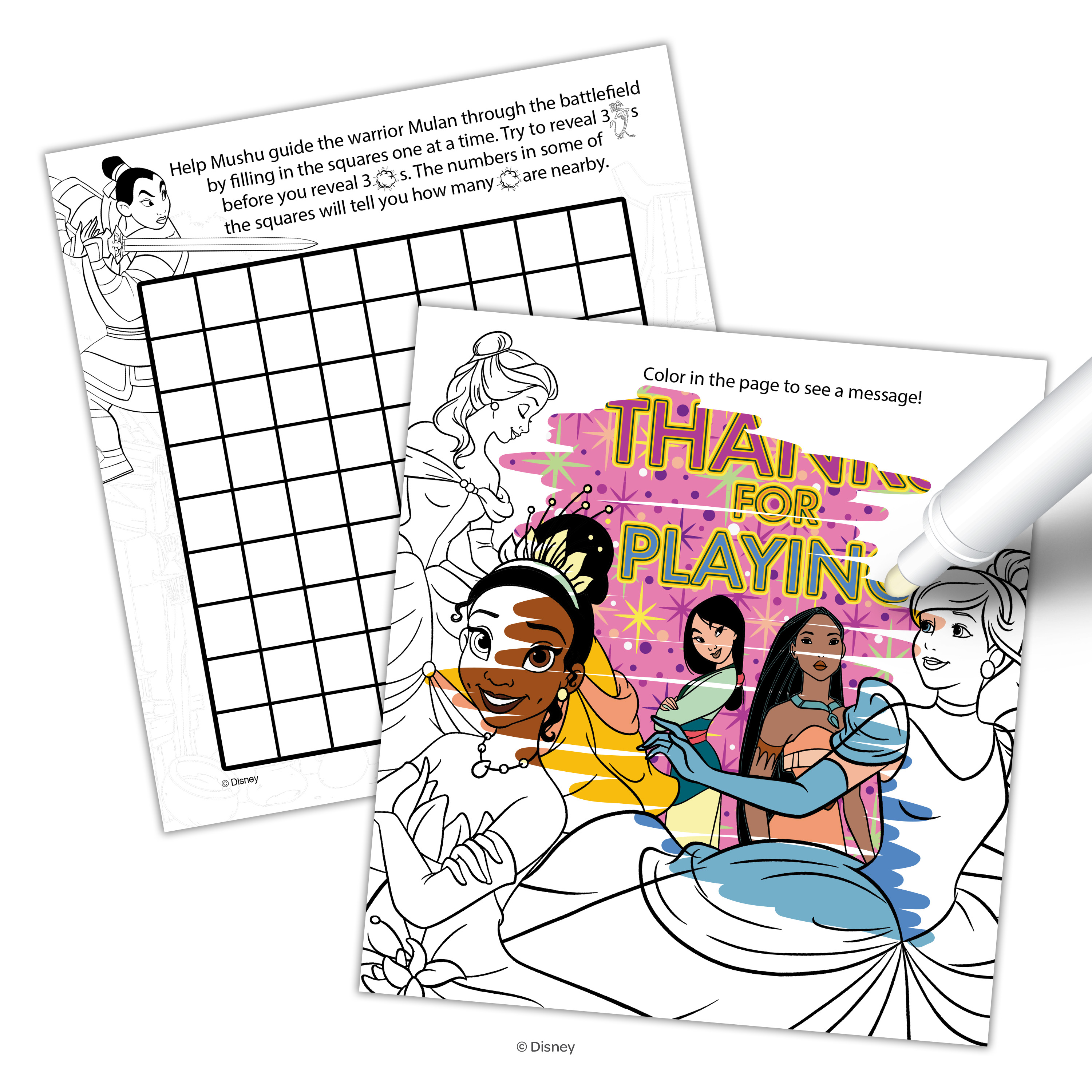 Disney Princess 12-Page Imagine Ink Mess Free Coloring Book with Stickers