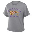 thumbnail image 2 of Women's Fanatics Heather Gray Minnesota Vikings Pennant Wave Tribute Tri-Blend Boxy T-Shirt, 2 of 3