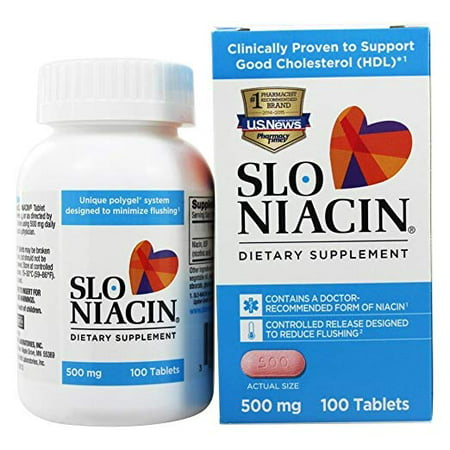 Slo Niacin 500mg, 100 Tablets each