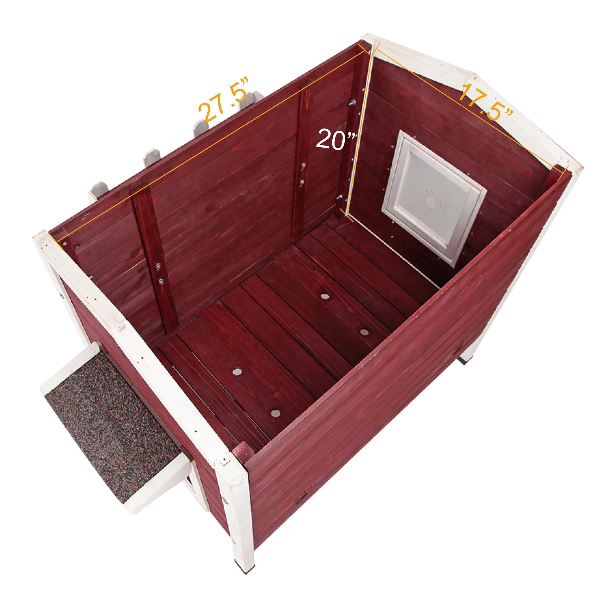 Pefilos 30" Cat House for Outdoor Cats, Weatherproof Cat Shelter with Escape Door, Wood Cat Condo for 3 Adult Cats, Red Pefilos 30" Cat House for Outdoor Cats, Weatherproof Cat Shelter with Escape Door, Wood Cat Condo for 3 Adult Cats, Red