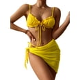 thumbnail image 1 of Txlixc Conjunto de traje de baño dividido para mujer, bikini con volantes+bragas con cordones+cobertores de malla Txlixc Moda, 1 of 7