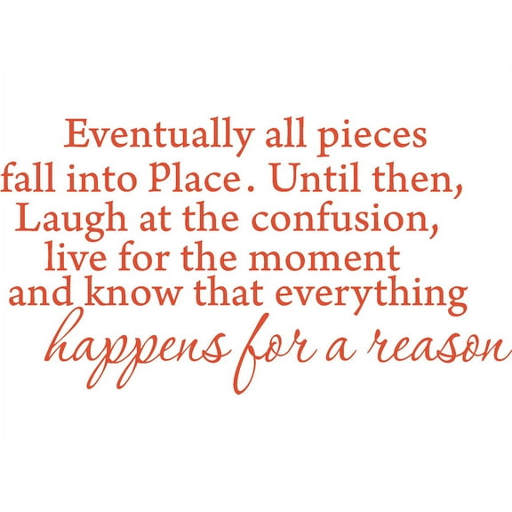 Orange 40" x 22" Eventually All Pieces Fall into Place Inspirational Quotes and Saying Vinyl Wall Art Home Decor Decal Sticker