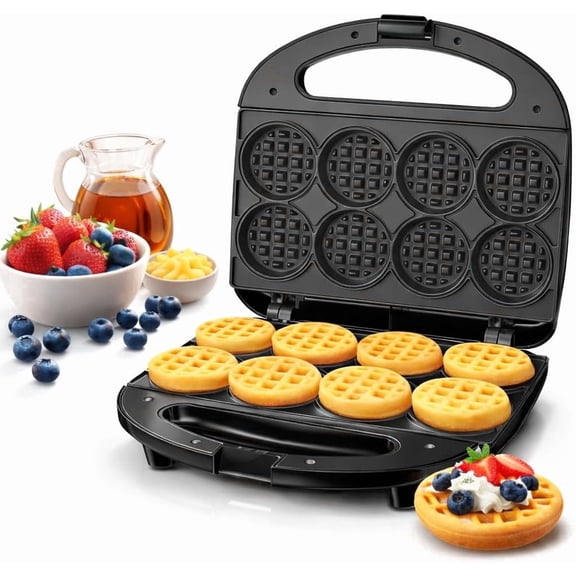 OSTBA 8 Mini Waffle Maker 750W – Fast & Even Heating, Non-Stick Plates, Compact & Portable, Easy Clean, Perfect for Breakfast, Kids & Small Kitchens