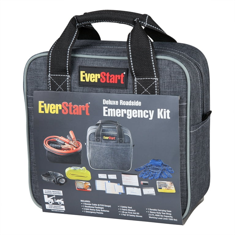 Everstart Deluxe Safety Kit, Emergency, Roadside Assistance, Booster Cables  