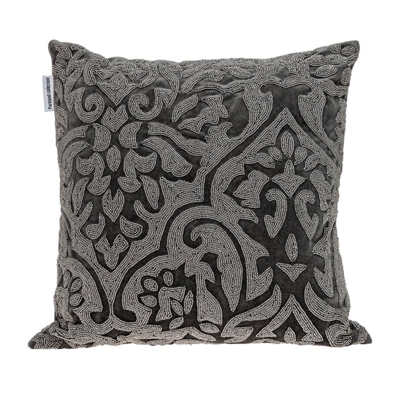 Parkland Collection Carmela Transitional Gray Beaded Throw Pillow