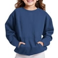 thumbnail image 3 of Atogsazn Girls Oversized Sweatshirt Kids Casual Fleece Pullover Long Sleeve Sweater Fall Clothing Crew Neck Tops Dark Blue 10-11 Years Fashion, 3 of 6