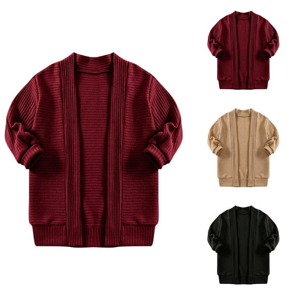 THDHVS Kids Winter Coat,Winter Coats for Girls,Girls Cropped Cardigan Sweaters Long Sleeve Cable Knit Button Front Sweater Black 2-3 Years