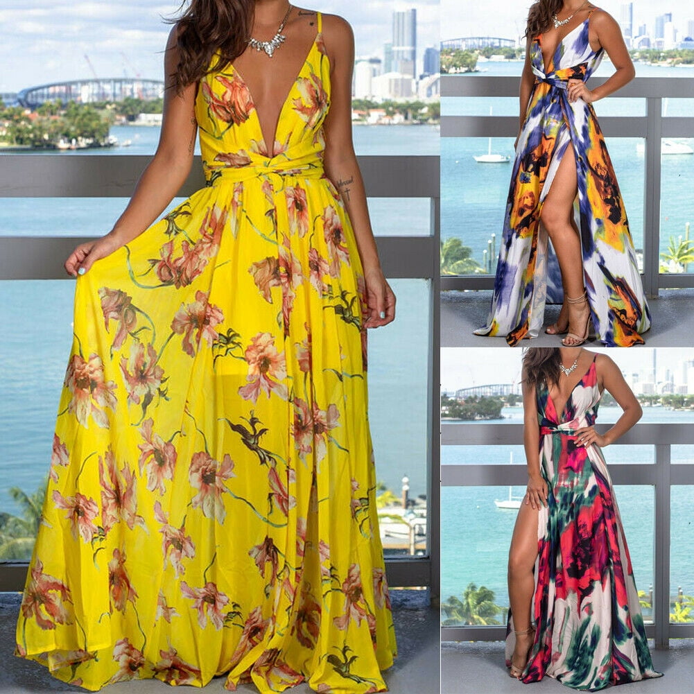 Sundress Boho Dress Evening Maxi Summer Floral Party Cocktail Long Women's Beach