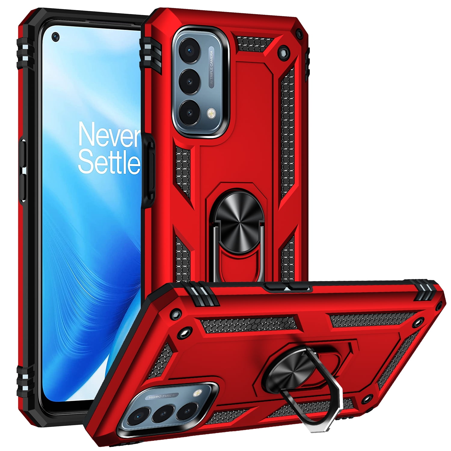 Case for OnePlus Nord N200 5G, Ring Holder Kickstand Full Body Shockproof Car Mount