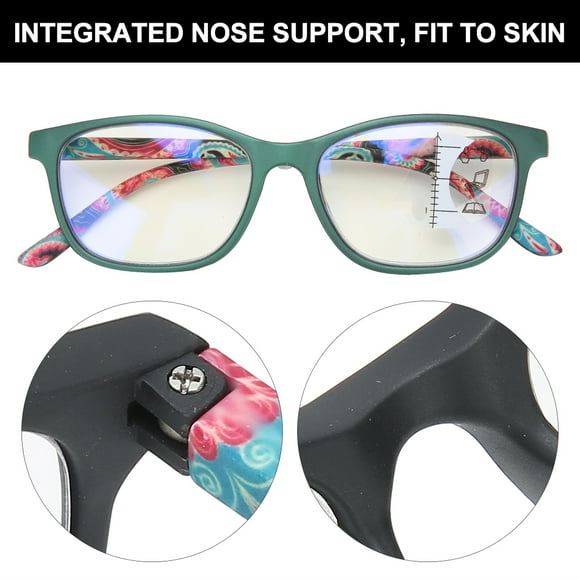 Gafas de Lectura Multifocales ANGGREK Alivio De La Fatiga Visual Anti Rayos Azules +300 Verde