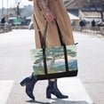 thumbnail image 4 of FORMRS Canvas Laptop Tote Bag for Women with 15.6" Computer Compartments Shoulder Handbag, Beige Mountain, 4 of 7
