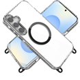 thumbnail image 3 of For Samsung Galaxy S25+ /S25 Plus /S24+ Plus Clear Magnetic Frame PC Back Shockproof Protective Case with Detachable Lanyard Strap, Compatible with MagSafe Cover, XPM Phone Case [Black], 3 of 11