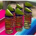 thumbnail image 3 of Hand Blown Mexican Tequila Shot Glasses – Set of 6 Blue Spiral Shot Glasses 2 oz, 3 of 6