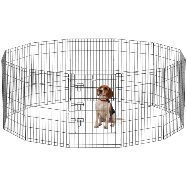 PawHut Foldable Metal Exercise Pet Playpen Yard Dog Puppy Kennel Cage 12 Panels