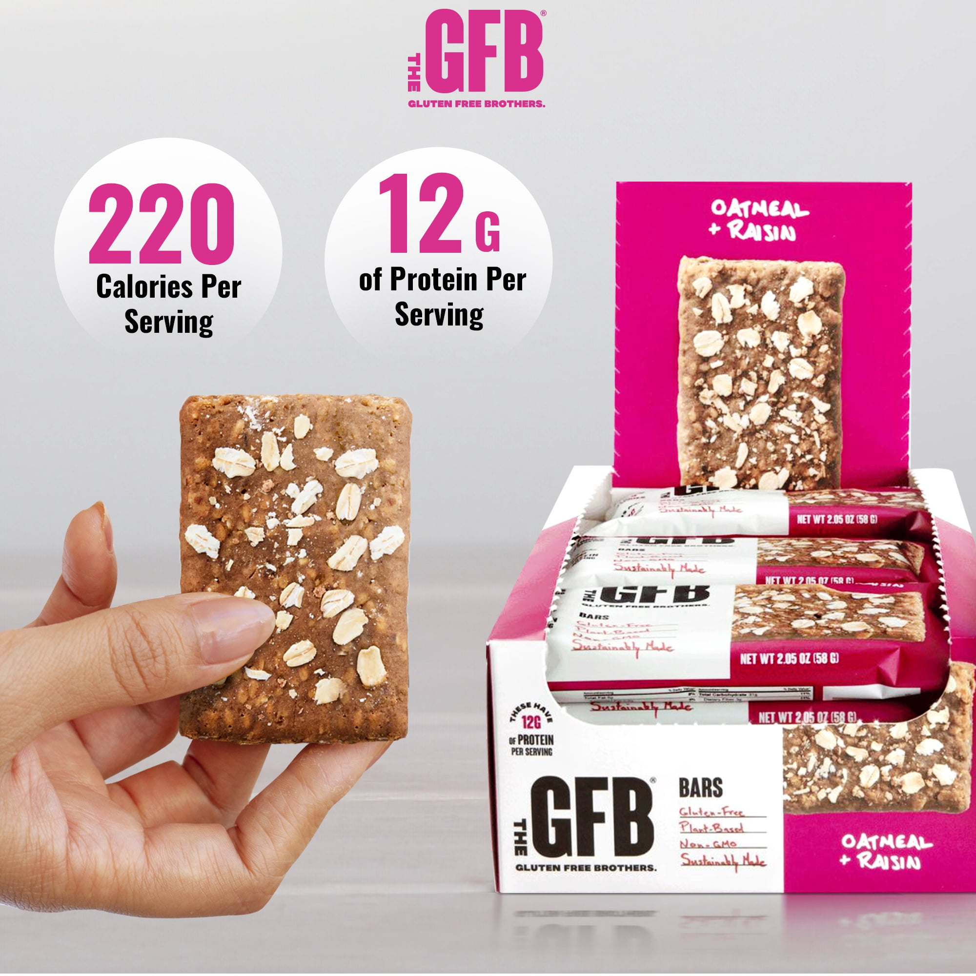 The Gluten Free Brothers – Oatmeal Raisin Snack Bars – Non GMO, Soy Free, Vegan – 2.05 oz (12 ct)