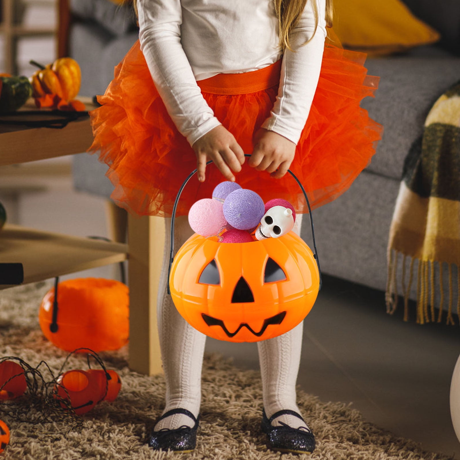 Opehuo Halloween Pumpkin Candy Bucket,Halloween Portable Pumpkin