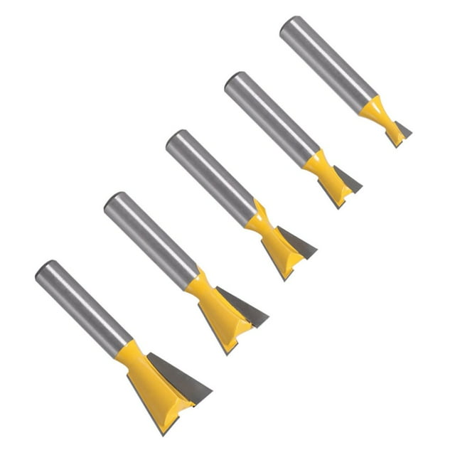 MesaSe 5pcs 8mm Shank Router Bits Set Shank Carbide Dovetail Joint Router Bit Set Woodworking Cutter Tool