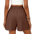 thumbnail image 4 of Womens Flowy High Waisted Shorts Loose Fit Drawstring Casual Summer Shorts with Side Pockets Brown XL, 4 of 4