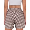 thumbnail image 6 of Fantaslook Plaid Shorts for Women Button Gingham Cotton Shorts Summer Lounge Boxers Beach Shorts with Pocket, 6 of 10