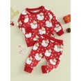 thumbnail image 2 of Toddler Baby Girl Boy Christmas Outfit Santa Sweatshirt Long Sleeve Shirts Top and Pants Set Fall Winter Xmas Holiday Clothes, 2 of 8