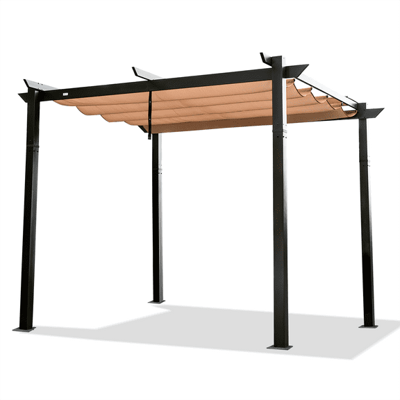 Pinypikaka 10x10ft Outdoor Pergola, Aluminum Gazebo With Retractable Canopy for Patio Garden Yard, Dark Gray