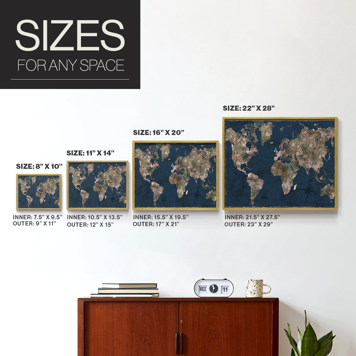 Navy Atlas by CAD Designs - Restickable Framed Giclée Print