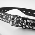 thumbnail image 2 of SWSMCLT Women's Groove Grommet Belt Basic Studded Belt BikerGrunge Cool Rapper Faux Leather Halloween Metal Ratchet Belts Black X-Small-Large, 2 of 5