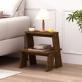 thumbnail image 5 of Mesa de madera de 2 niveles con acabado natural - construcción de madera de goma sólida, 5 of 5