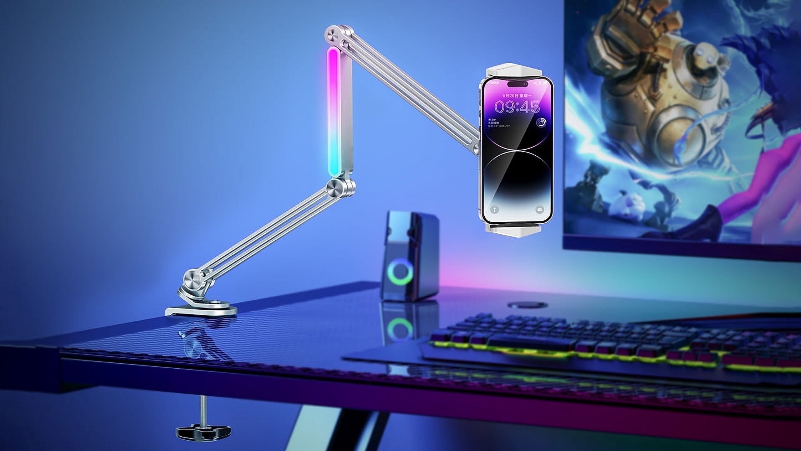 InnotechSC Tablet /Phone Mount for Desk Aluminum Alloy Tablet Stand Foldable Overhead Arm Holder Mount Fits for 4.7-15.6" Screen Galaxy Tab Series