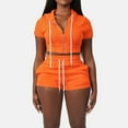 thumbnail image 2 of RMGVDSD Women's 2 Piece Outfits Summer Tracksuit Short Sleeve Crop Zipper Hoodie And Shorts Workout Sets Shorts Tracksuit Sweatsuits, 2 of 6