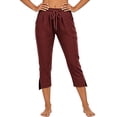 thumbnail image 5 of Womens Capri Pants,Capri Pants for Women 2026 Elastic Waist Drawstring Stretchy Summer Pant Side Split Casual Lounge Capris with Pockets, 5 of 6