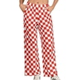 thumbnail image 6 of JWD Women's Checkered Wide Leg Pants Casual Elastic Waist Comfy Loose Fit Trousers with Pockets Red White Plaid M, 6 of 8