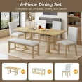 thumbnail image 6 of Harper & Bright Designs 6 Pieces Dining Table Set with Bench for 6, Kitchen Table Set with Storage Drawer and 4 Upholstered Dining Chairs, Natural+Beige, 6 of 16