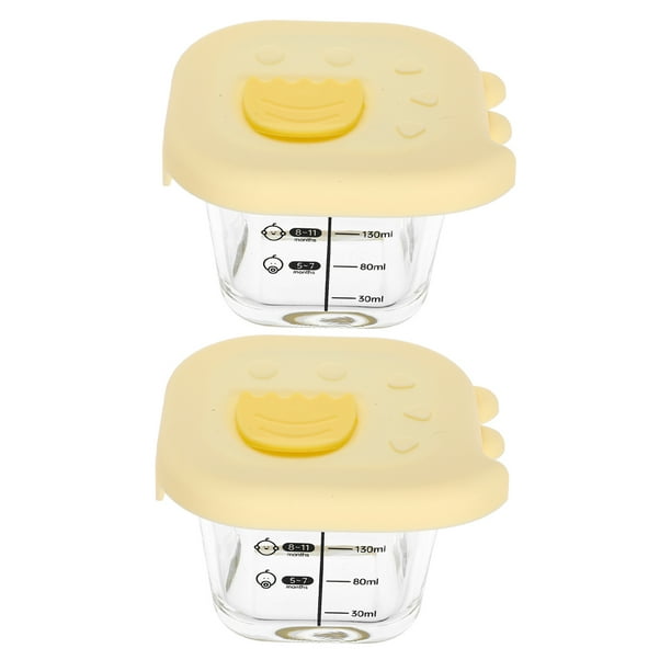 2 recipientes de vidrio transparente de 230 ml para almacenar alimentos de bebé, con tapas herméticas, aptos para congelador y microondas