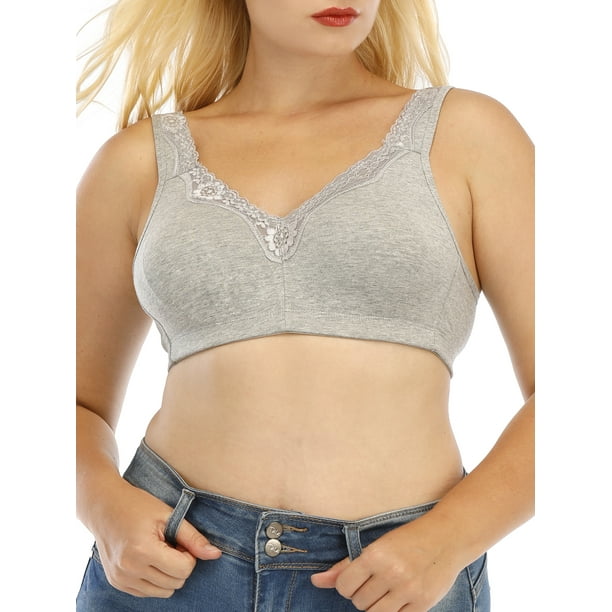 Sujetador, Sujetador de talla grande para mujer Cobertura completa Bralettes cómodos sin aros Tomshoo 38C