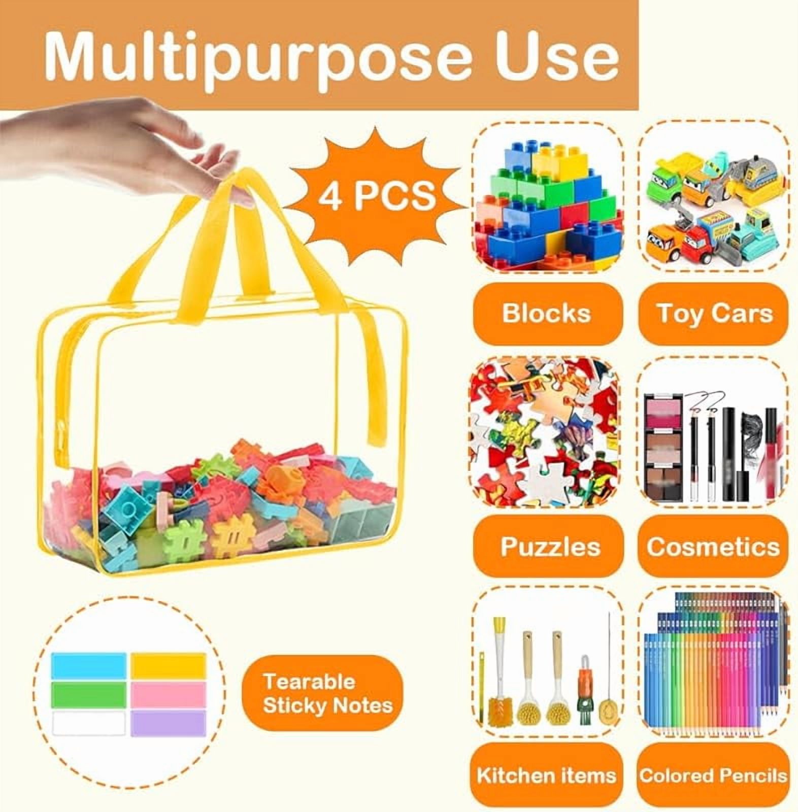 4 Packs Large Toy Storage Bags Reusable Clear PVC