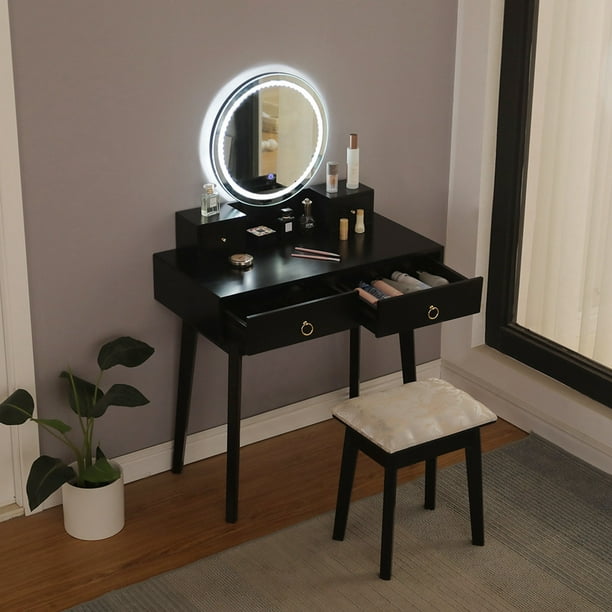 Jmkqlz Vanity Desk Mirror Set, Vanity Mirror Desk With Lights