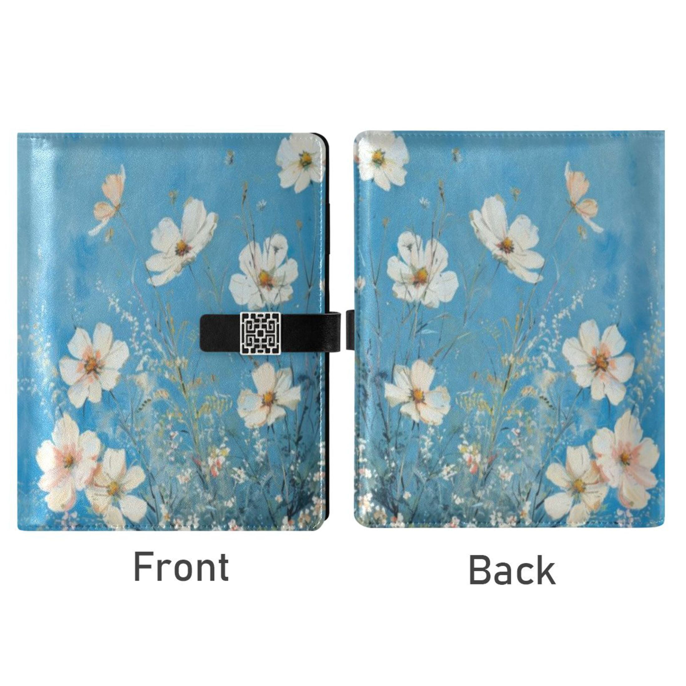 Leather Planner Leather Notebook Notebook Journal Binder Design Pen Pocket Design Convenient for Storage White Daisy
