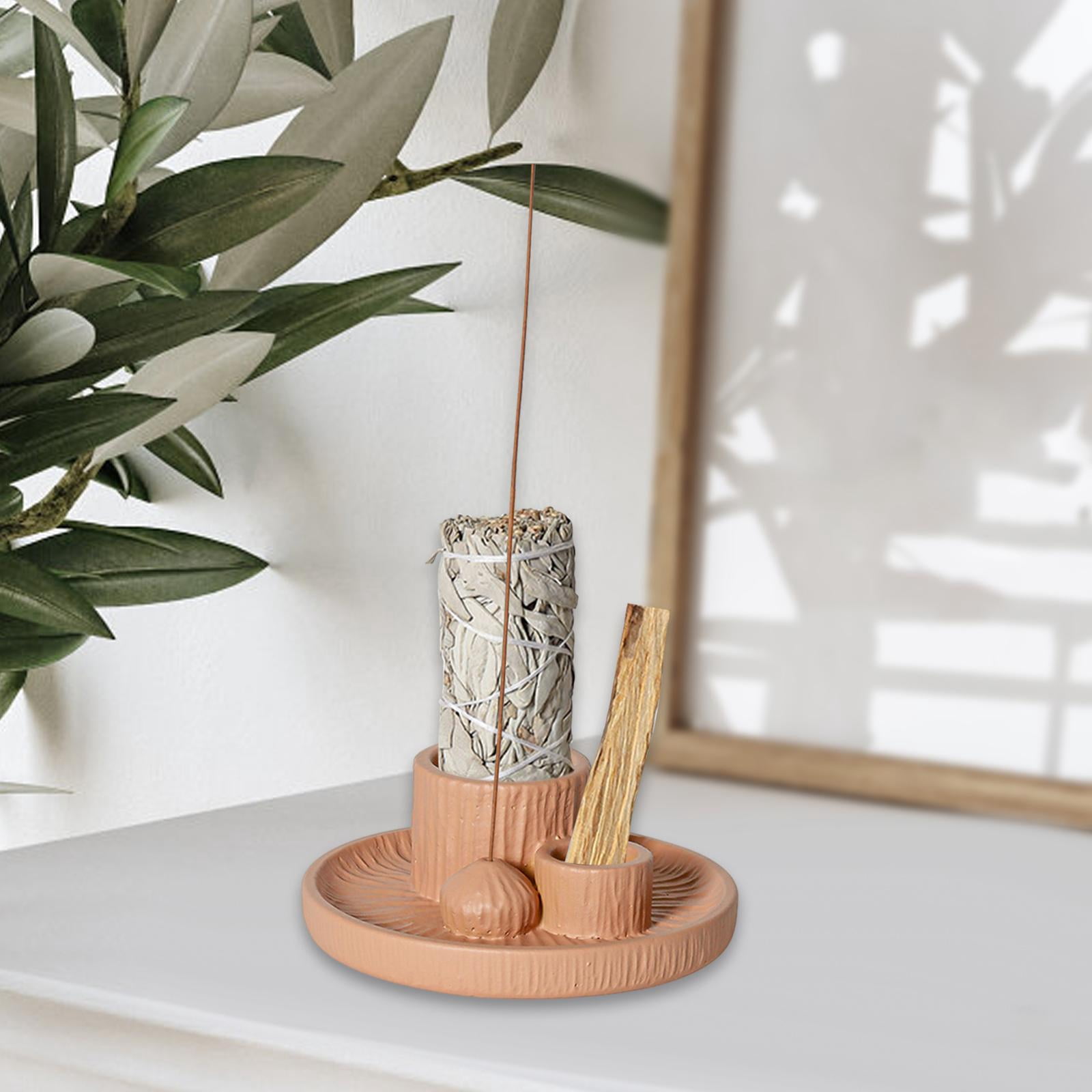 WLPZXP Palo Santo Holder 4 in 1 Incense Burner for Fireplace Dining Room Decor Pink