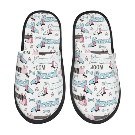 

Slippers for Women/Men - Dachshund Dog Puppy Pink Blue Soft Plush Warm Slip-on Slippers House Slippers Indoor House Shoes
