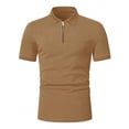 thumbnail image 3 of BangWanChi Men's Quarter Zip Lapel Collar Shirts Top Fashion Mens Short Sleeve Casual Patchwork T-Shirts for Daily Wear, 3 of 5