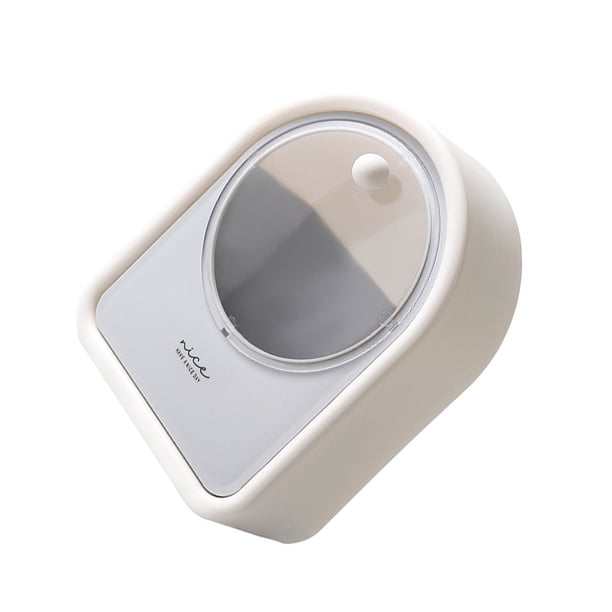 Injueey Caja de almacenamiento de almohadilla de algodón montada en la pared, organizador de hisopos cosméticos, estuche adhesivo resistente Almacenamiento y organización del hogar Blanco Gris