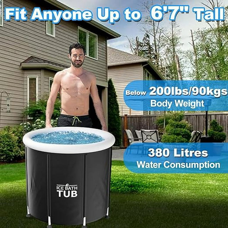 LILYPELLE Ice Bath Tub For Athletes,34inx30in Large Outdoor Ice Bath With  Lid, Cold Plunge Tub Freestanding Bathtubs For Adults, Inflatable Portable