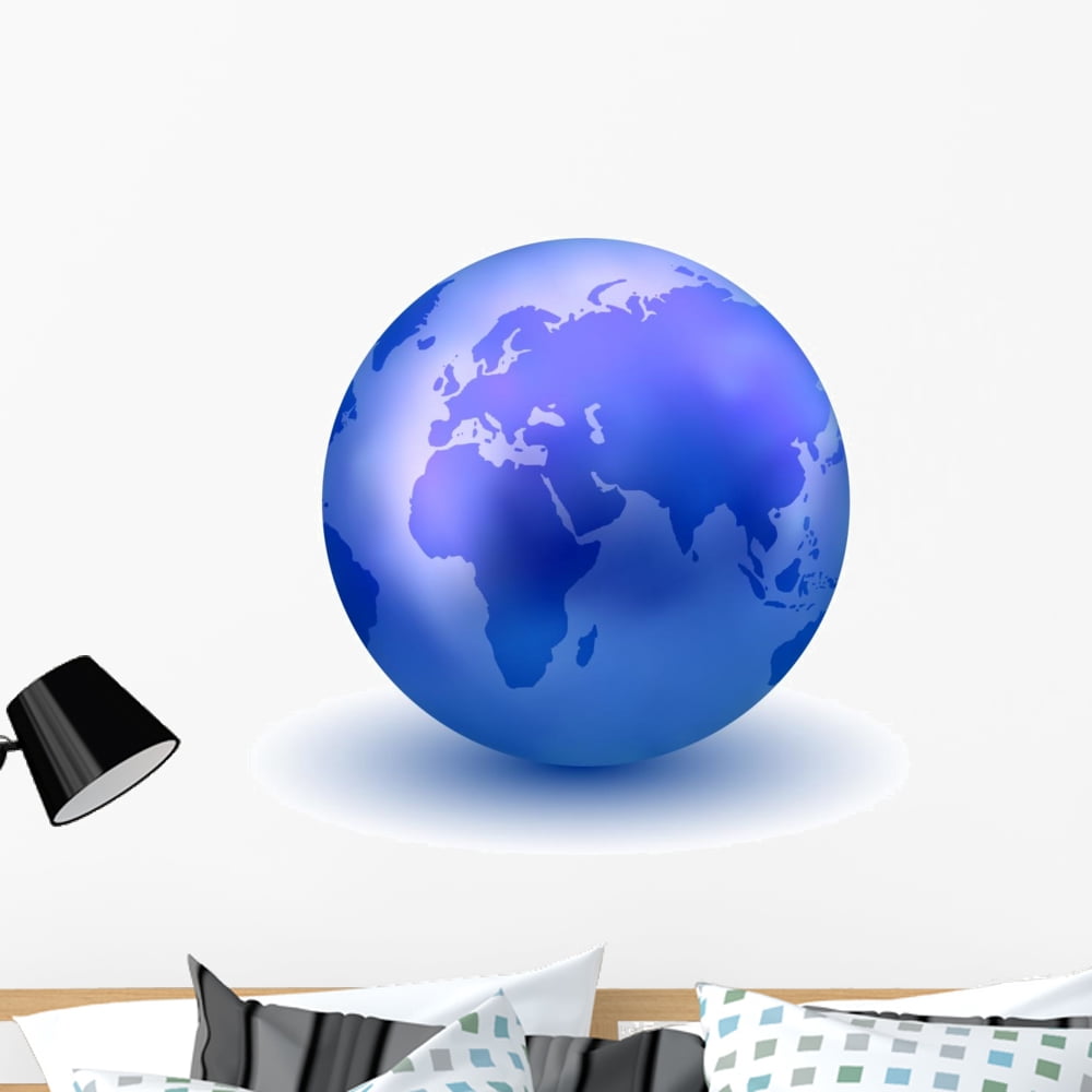 Blue Earth Globe Wall Mural by Wallmonkeys Peel and Stick Graphic (36 ...